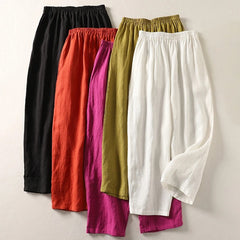 Amalia Linen Trousers - Lifestyle view - Ava & Amélie Montreal