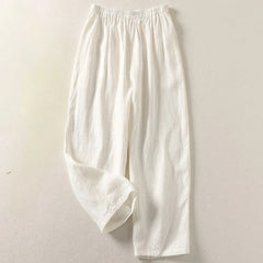 Amalia Linen Trousers - White - Ava & Amélie Montreal