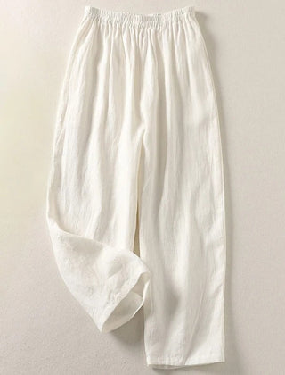 Amalia Linen Trousers - White - Ava & Amélie Montreal