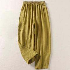 Amalia Linen Trousers - Olive - Ava & Amélie Montreal