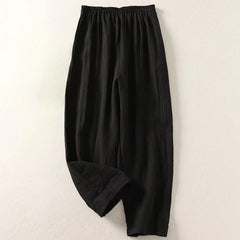 Amalia Linen Trousers - Black - Ava & Amélie Montreal