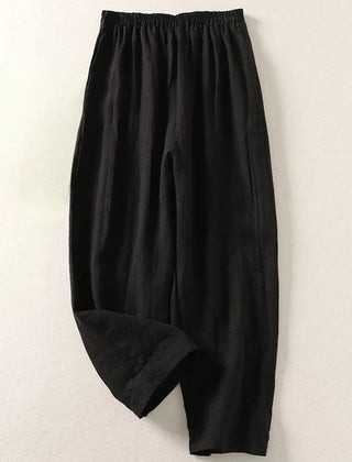 Amalia Linen Trousers - Black - Ava & Amélie Montreal