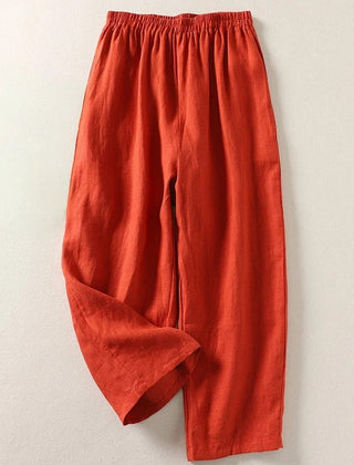 Amalia Linen Trousers - Orange - Ava & Amélie Montreal