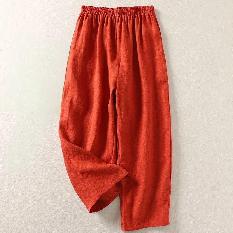 Amalia Linen Trousers - Orange - Ava & Amélie Montreal