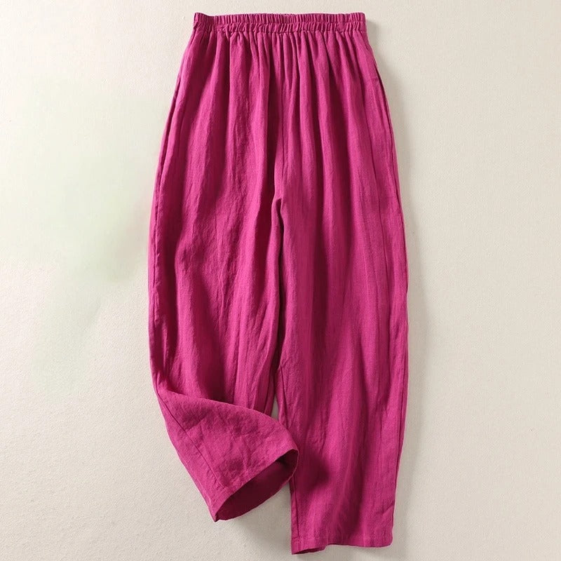 Amalia Linen Trousers - Rose - Ava & Amélie Montreal