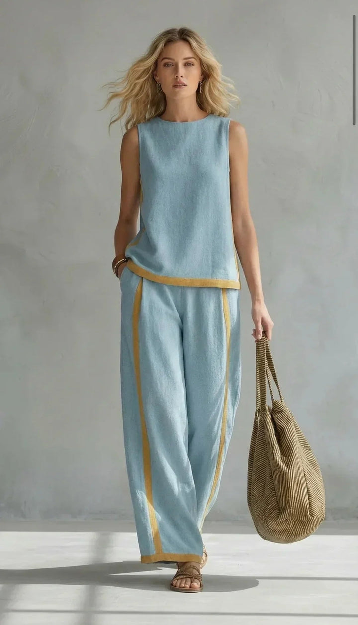 Leila Elegant Two-Piece Set in Light Blue