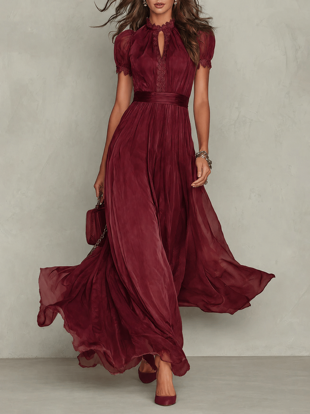 Lesley Chiffon Maxi Dress - Red