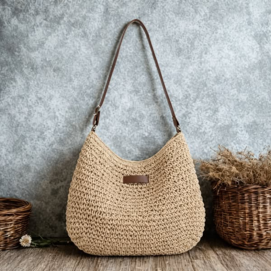 Simona Woven Shoulder Bag - close up