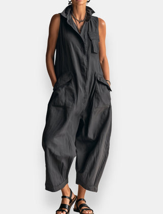 Ryker Sleeveless Cargo Jumpsuit - Black