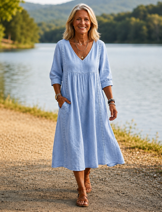 Carmen Lightweight Maxi Dress - Light Blue