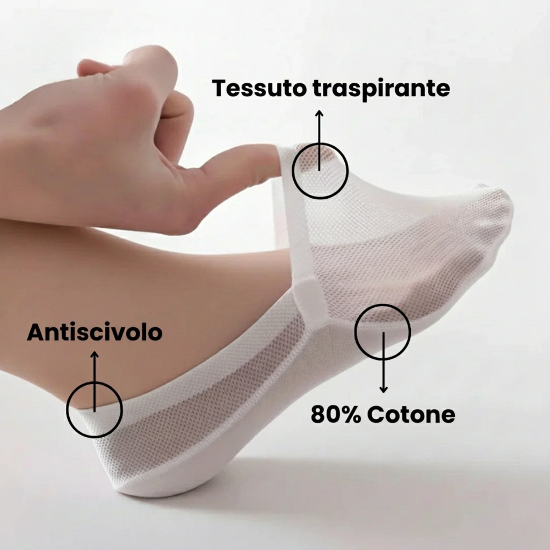 Vessa Invisible Socks worn with sneakers