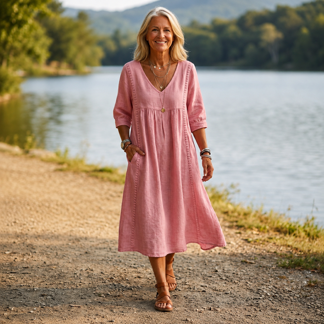 Carmen Lightweight Maxi Dress - Pink