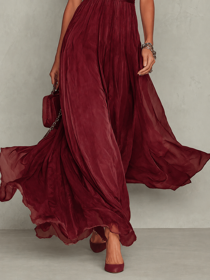 Lesley Chiffon Maxi Dress - Red