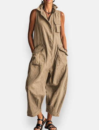 Ryker Sleeveless Cargo Jumpsuit - Khaki
