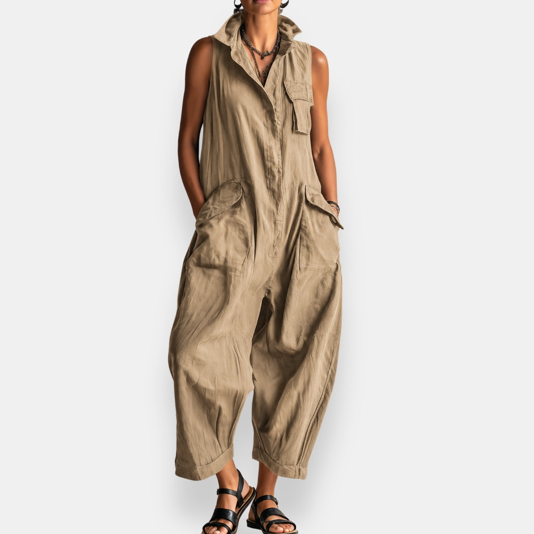 Ryker Sleeveless Cargo Jumpsuit - Khaki