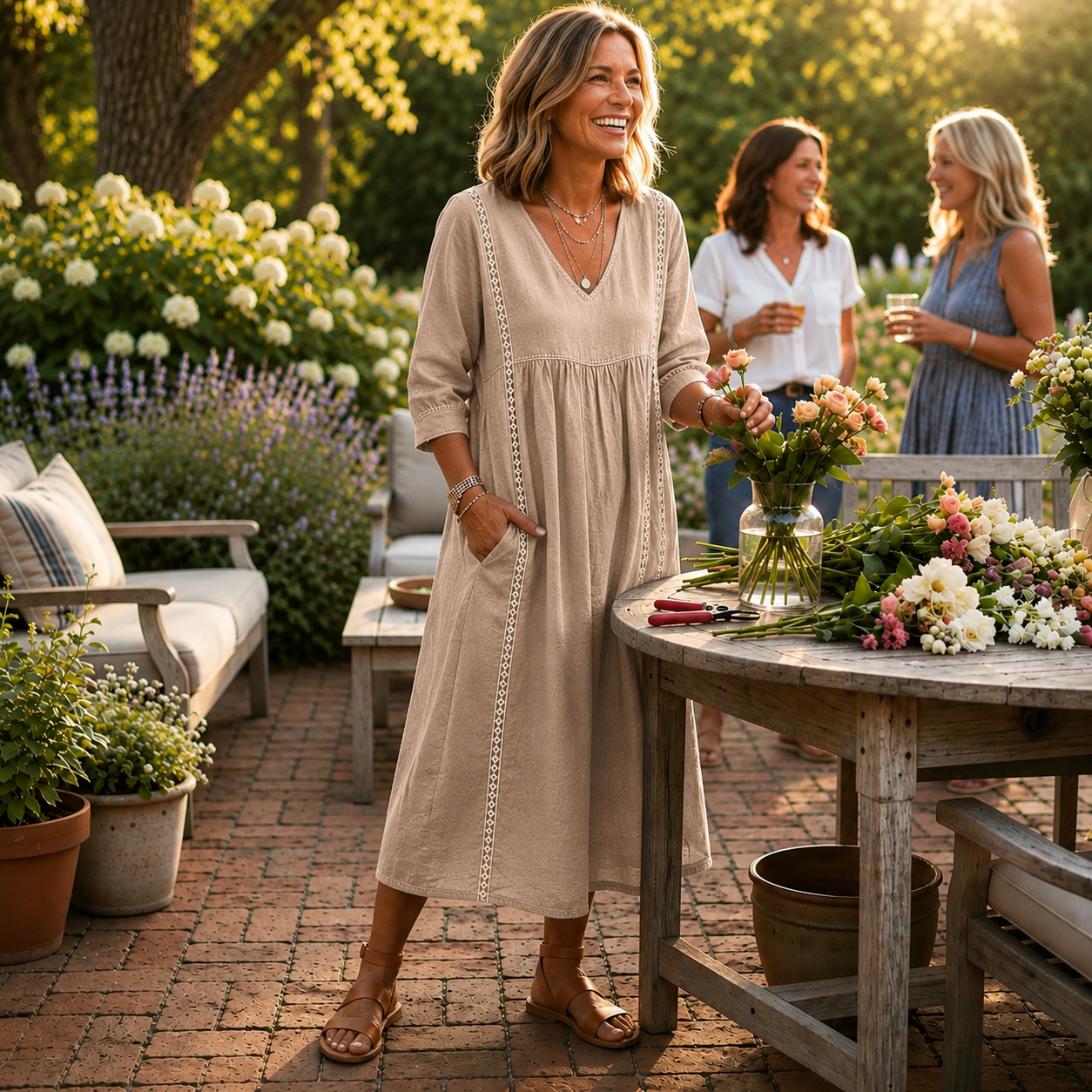 Carmen Lightweight Maxi Dress - Beige