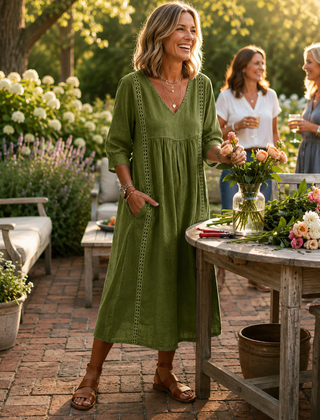 Carmen Lightweight Maxi Dress - Army Green