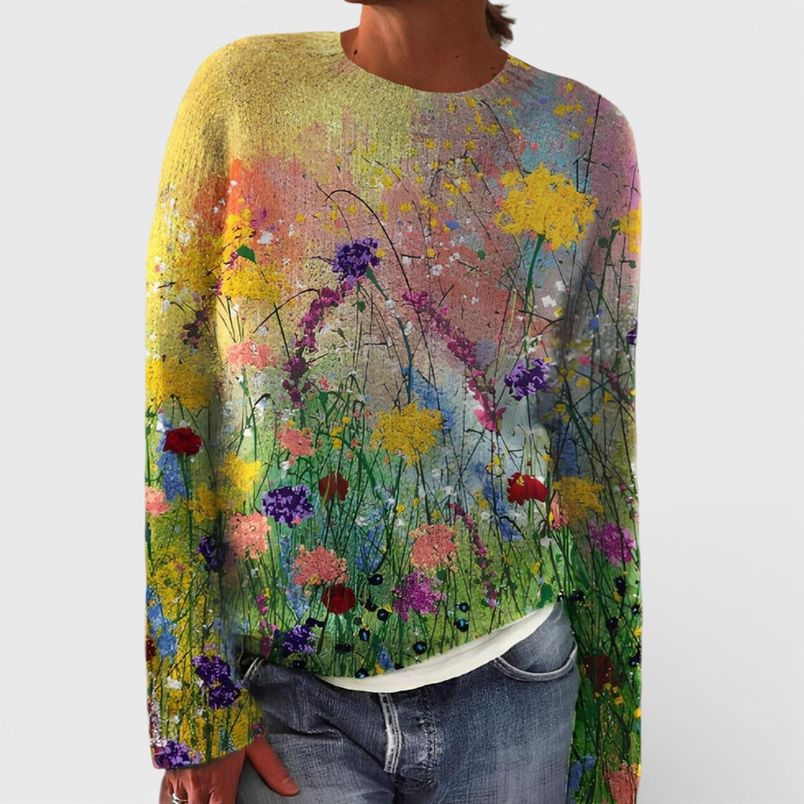 Marta floral print sweater in multicolor, front view