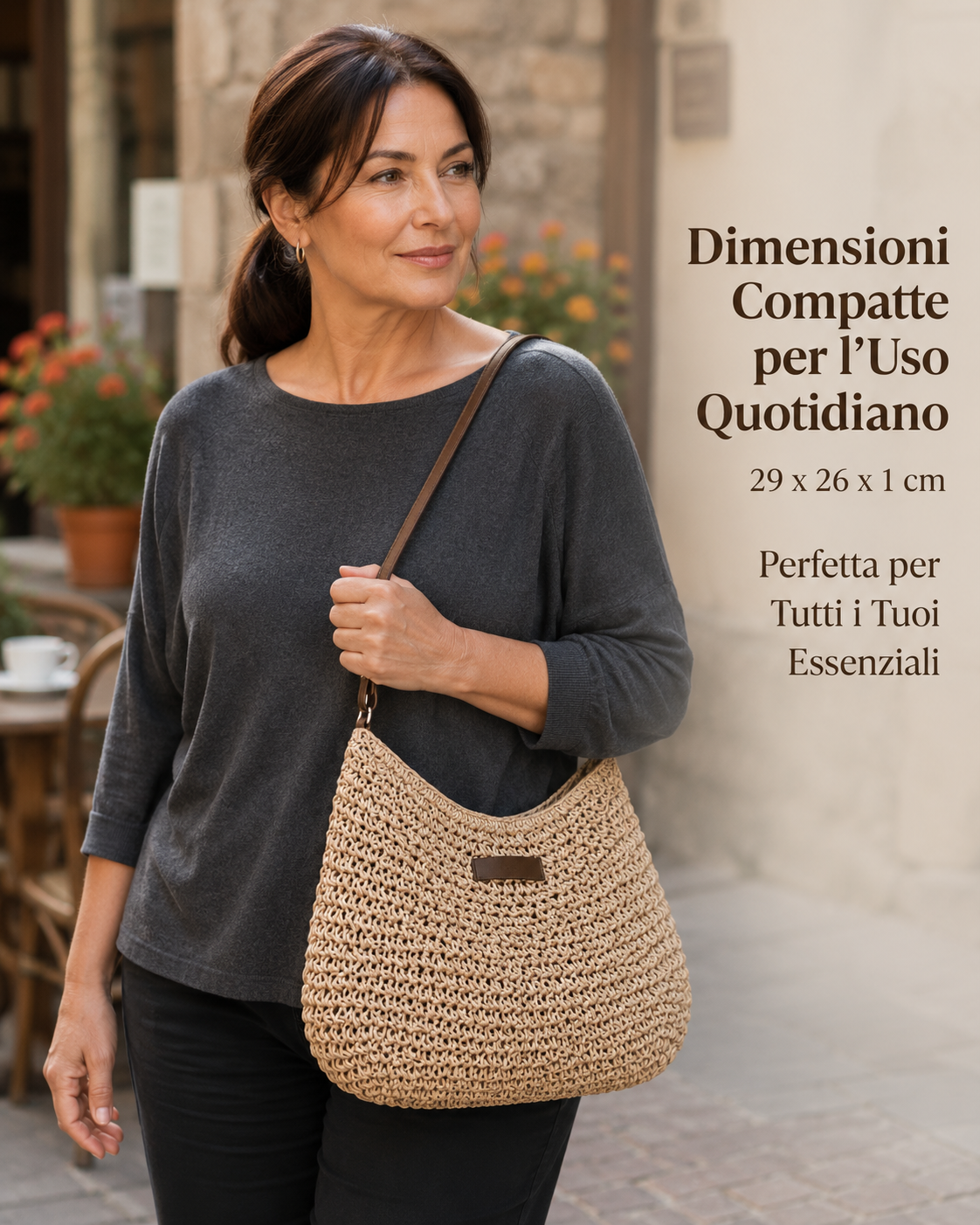Simona Woven Shoulder Bag - worn