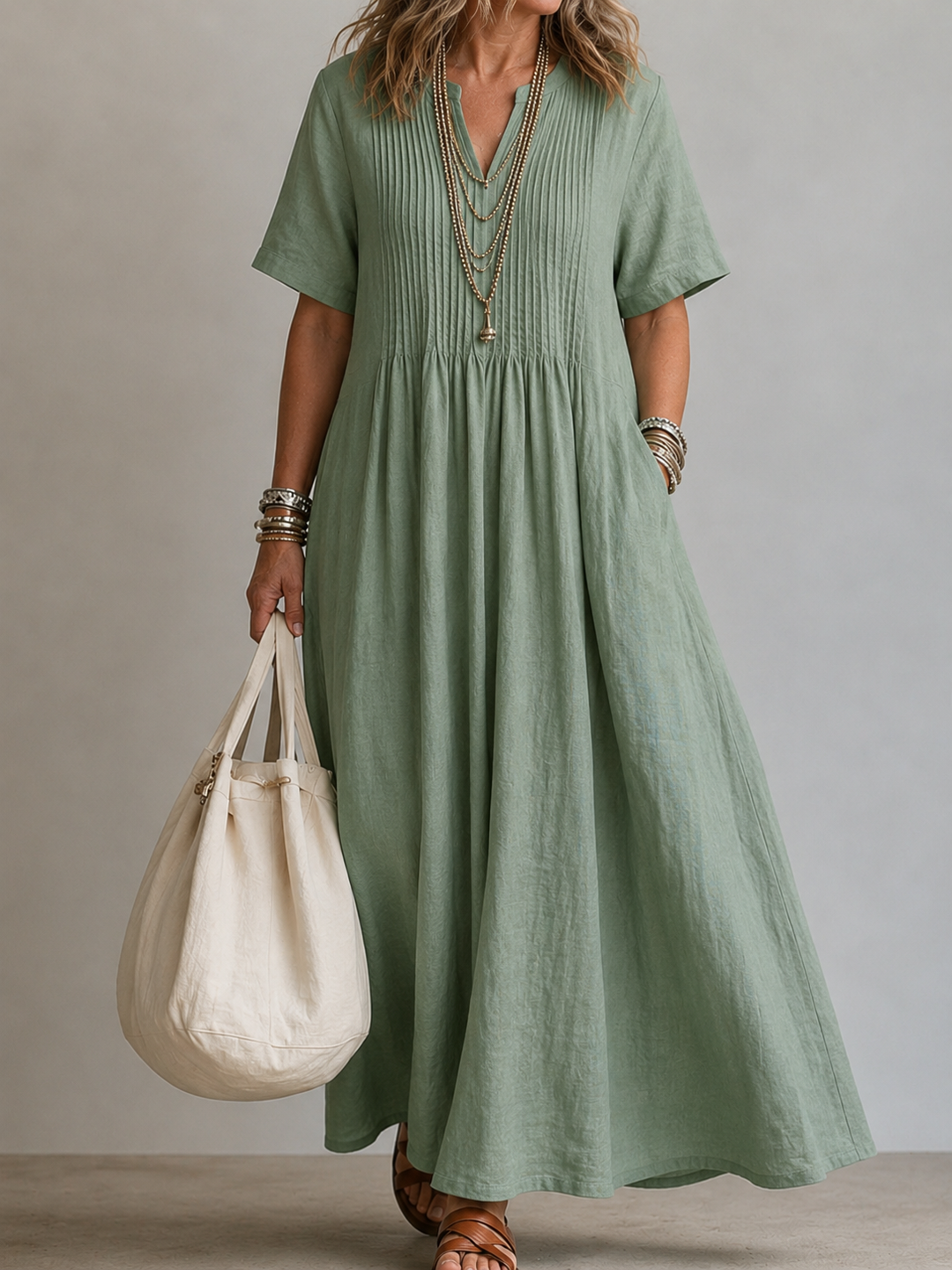 Livia Pintuck Maxi Dress