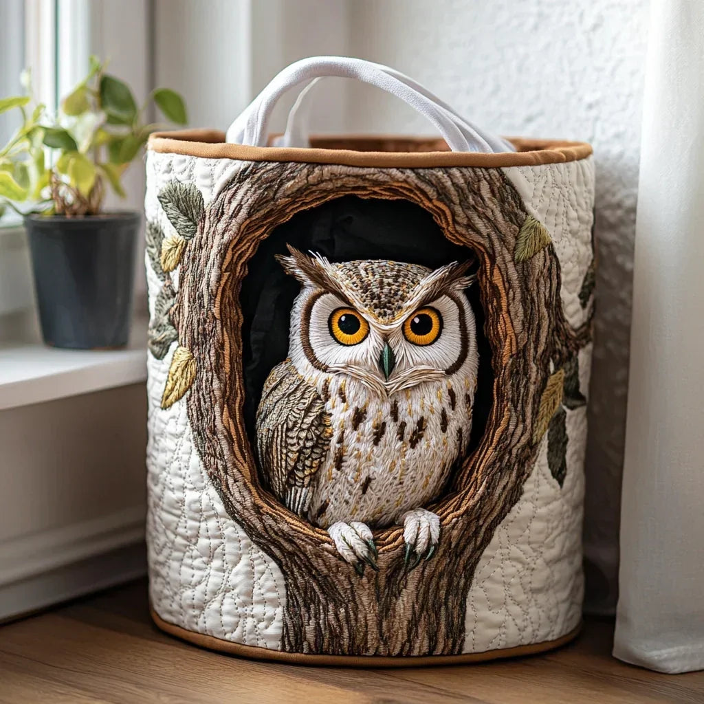 Marta Quilted Storage Basket - Owl Tree