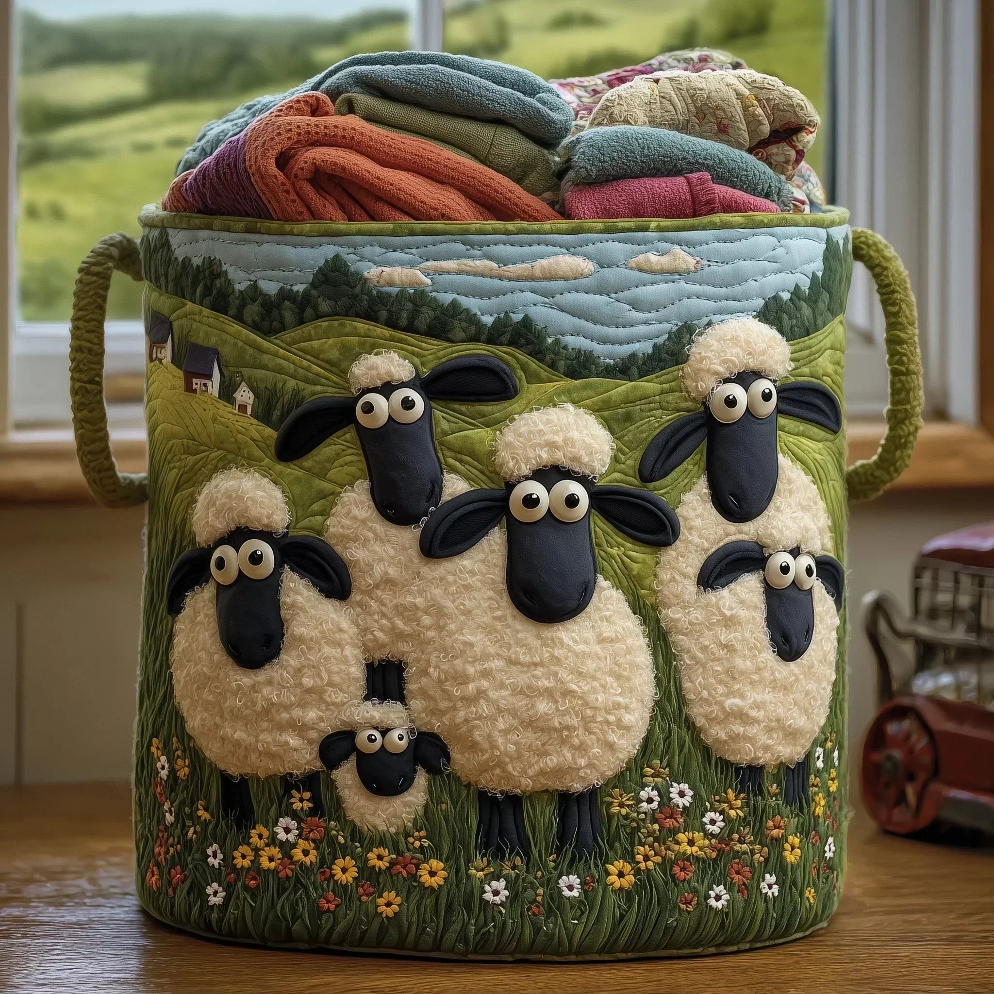 Marta Quilted Storage Basket - Woolly Meadow