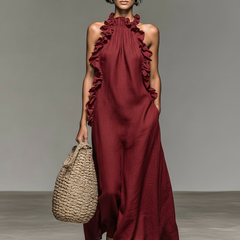 Avielle Casual Pocketed Maxi Dress in Red