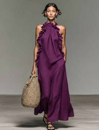 Avielle Casual Pocketed Maxi Dress in Purple