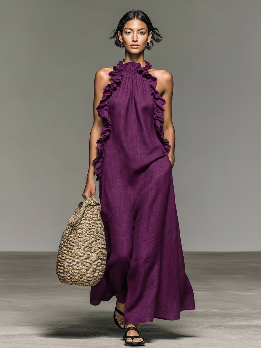 Avielle Casual Pocketed Maxi Dress in Purple