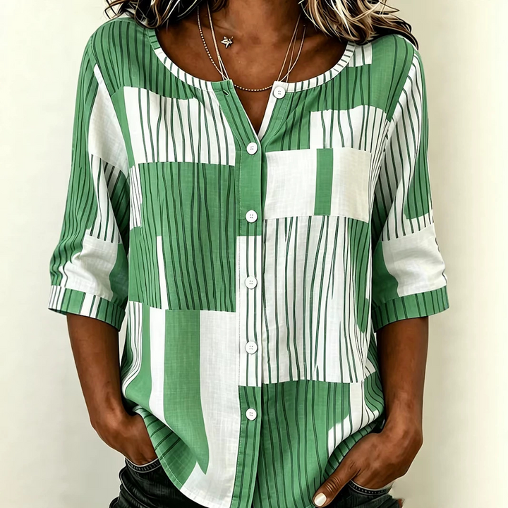 Evelyn | Patchwork Stripe Print Blouse