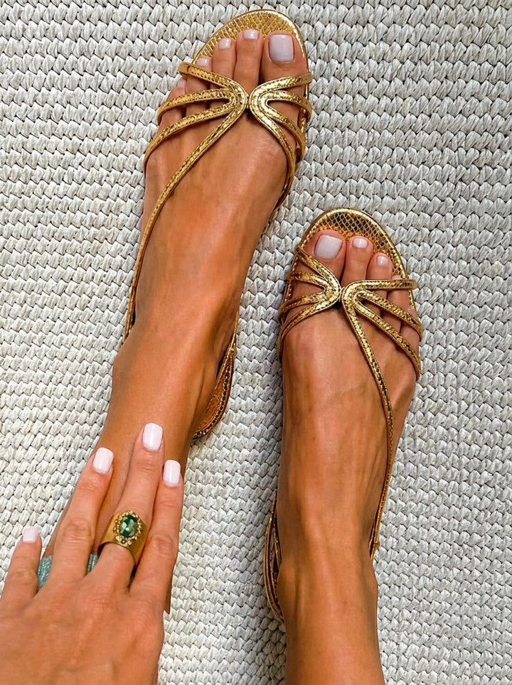 Susan - Metallic Print Strap Sandals