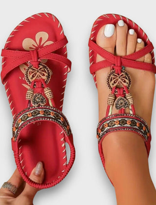 Arlena Orthopaedic Boho Sandals in Red