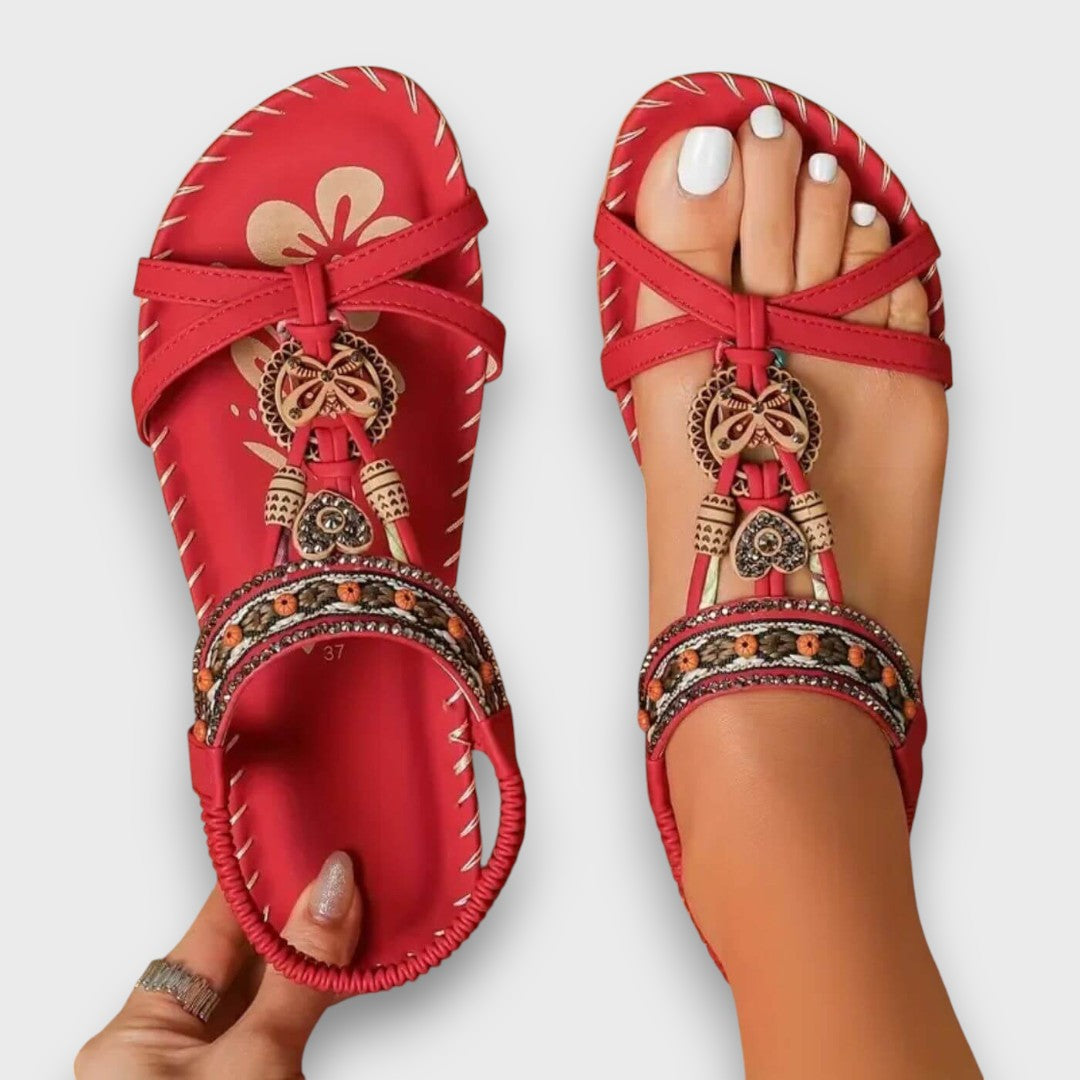 Arlena Orthopaedic Boho Sandals in Red