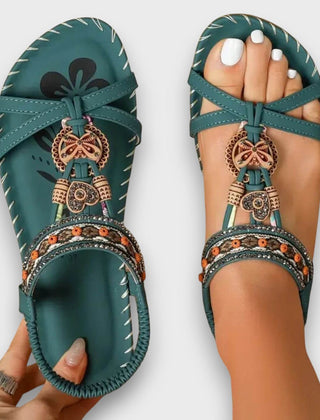 Arlena Orthopaedic Boho Sandals in Dark Green