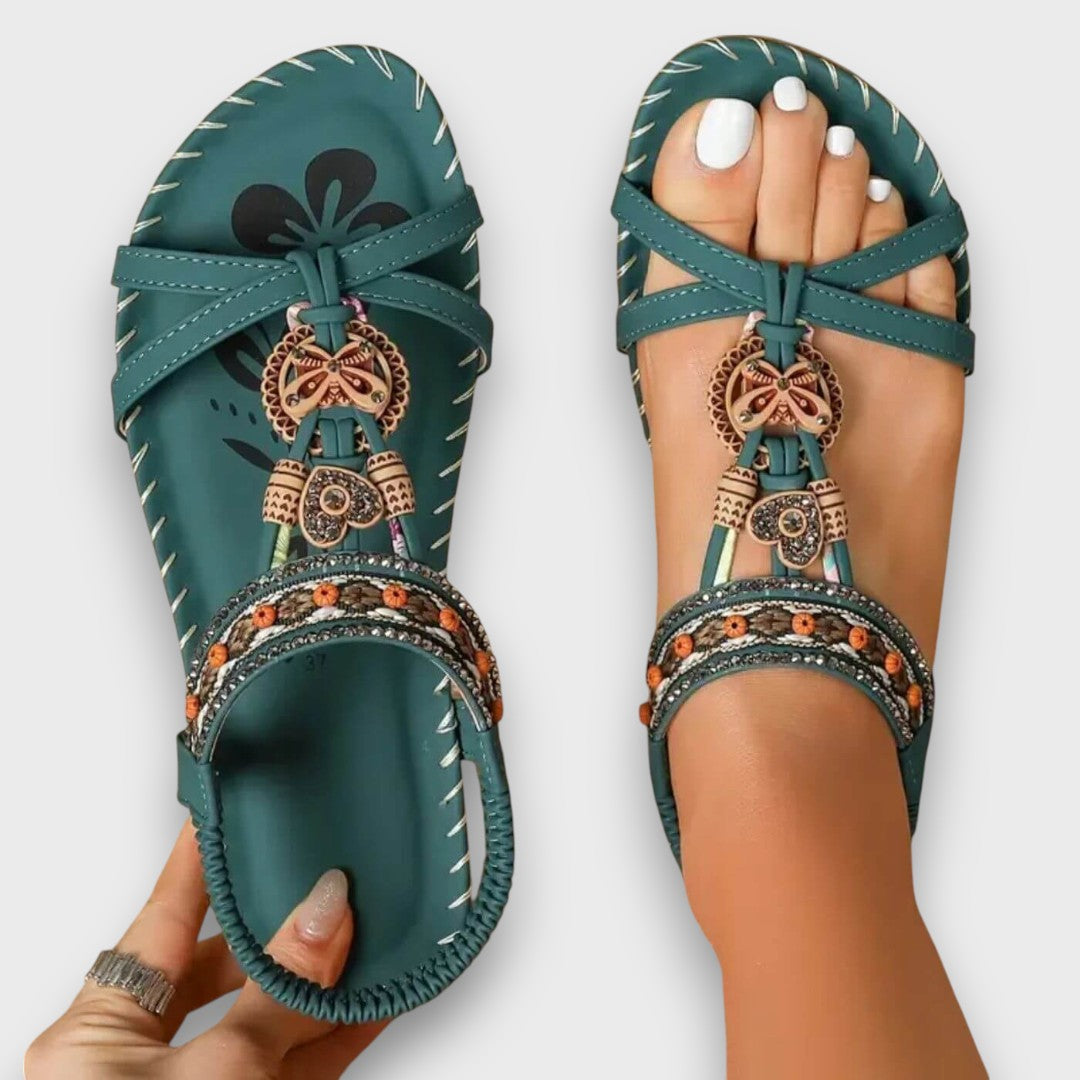Arlena Orthopaedic Boho Sandals in Dark Green