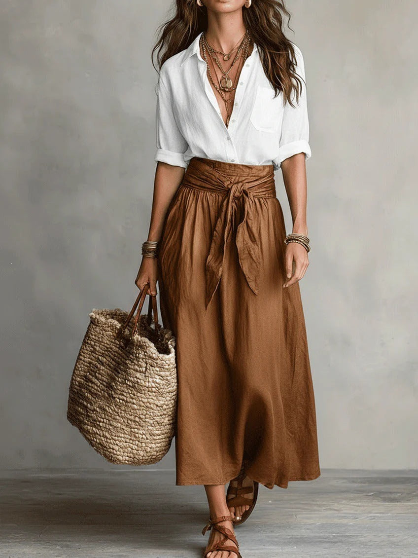 Vera™ | Two-Piece Set: Top and Midi Skirt