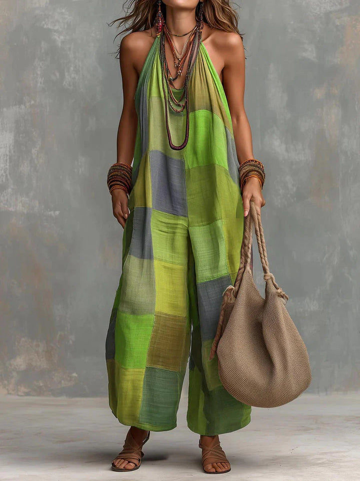 Oriana Bohemian Summer Jumpsuit - Green
