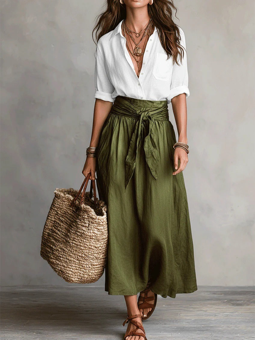 Vera™ | Two-Piece Set: Top and Midi Skirt