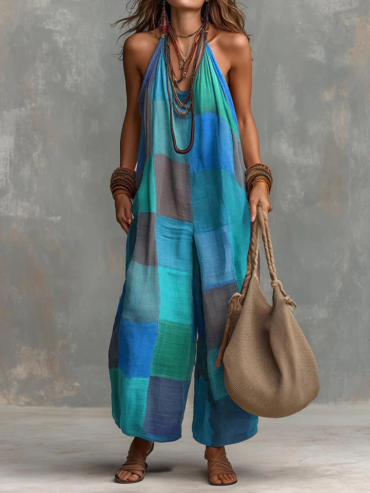 Oriana Bohemian Summer Jumpsuit - Blue