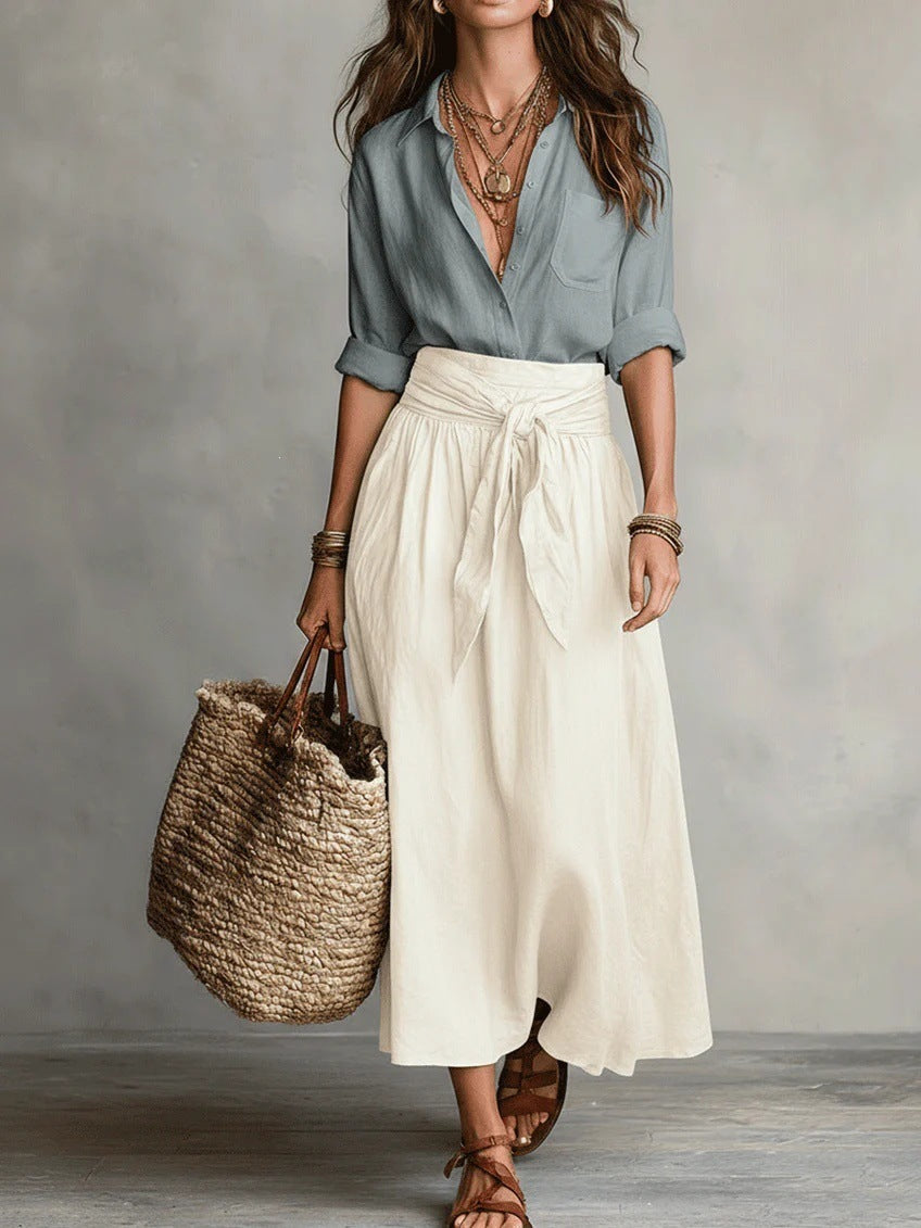 Vera™ | Two-Piece Set: Top and Midi Skirt
