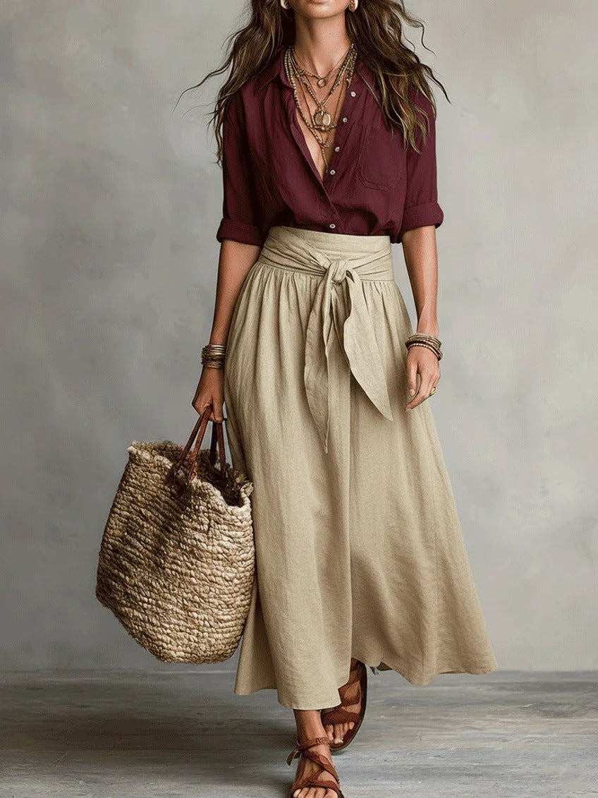 Vera™ | Two-Piece Set: Top and Midi Skirt