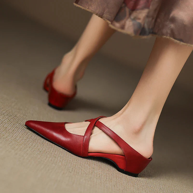 Aluna Genuine Leather Mules worn