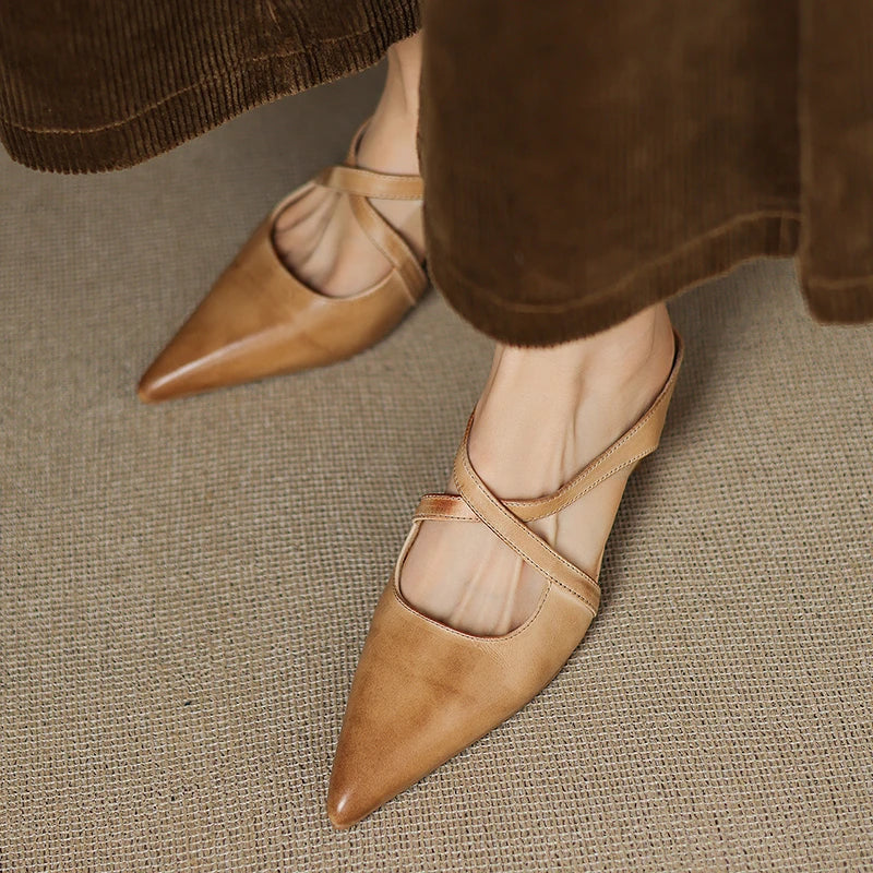 Aluna Genuine Leather Mules full view
