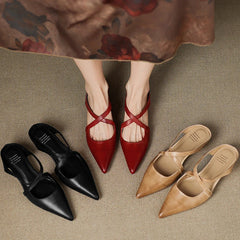 Aluna Genuine Leather Mules heel detail