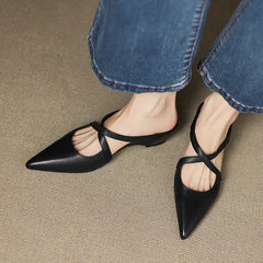 Aluna Genuine Leather Mules on foot