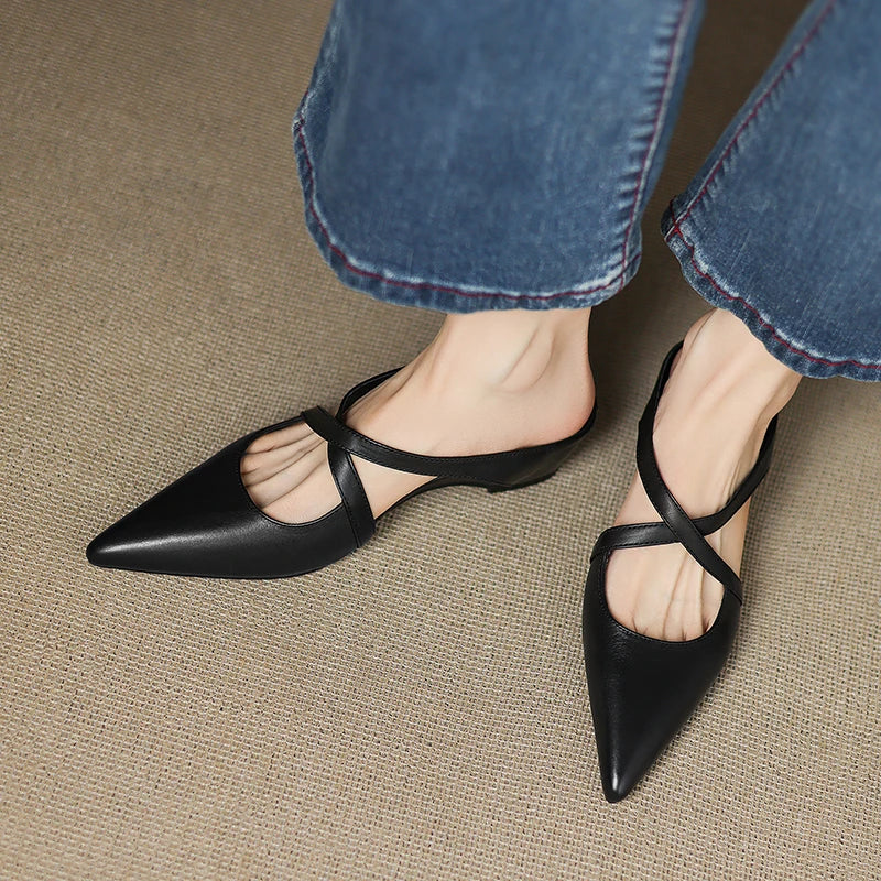 Aluna Genuine Leather Mules on foot