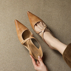 Aluna Genuine Leather Mules - Maroon