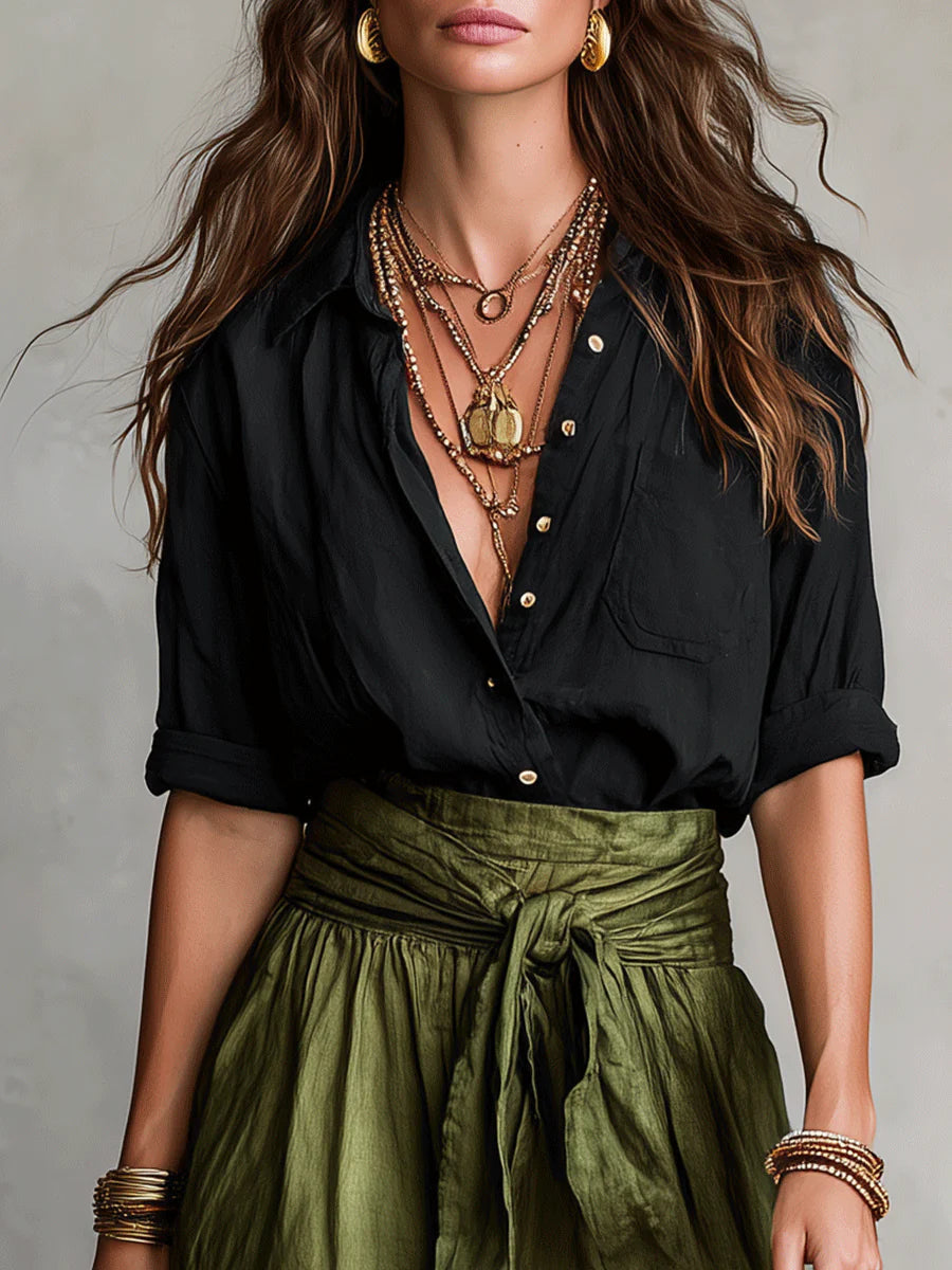 Vera™ | Two-Piece Set: Top and Midi Skirt