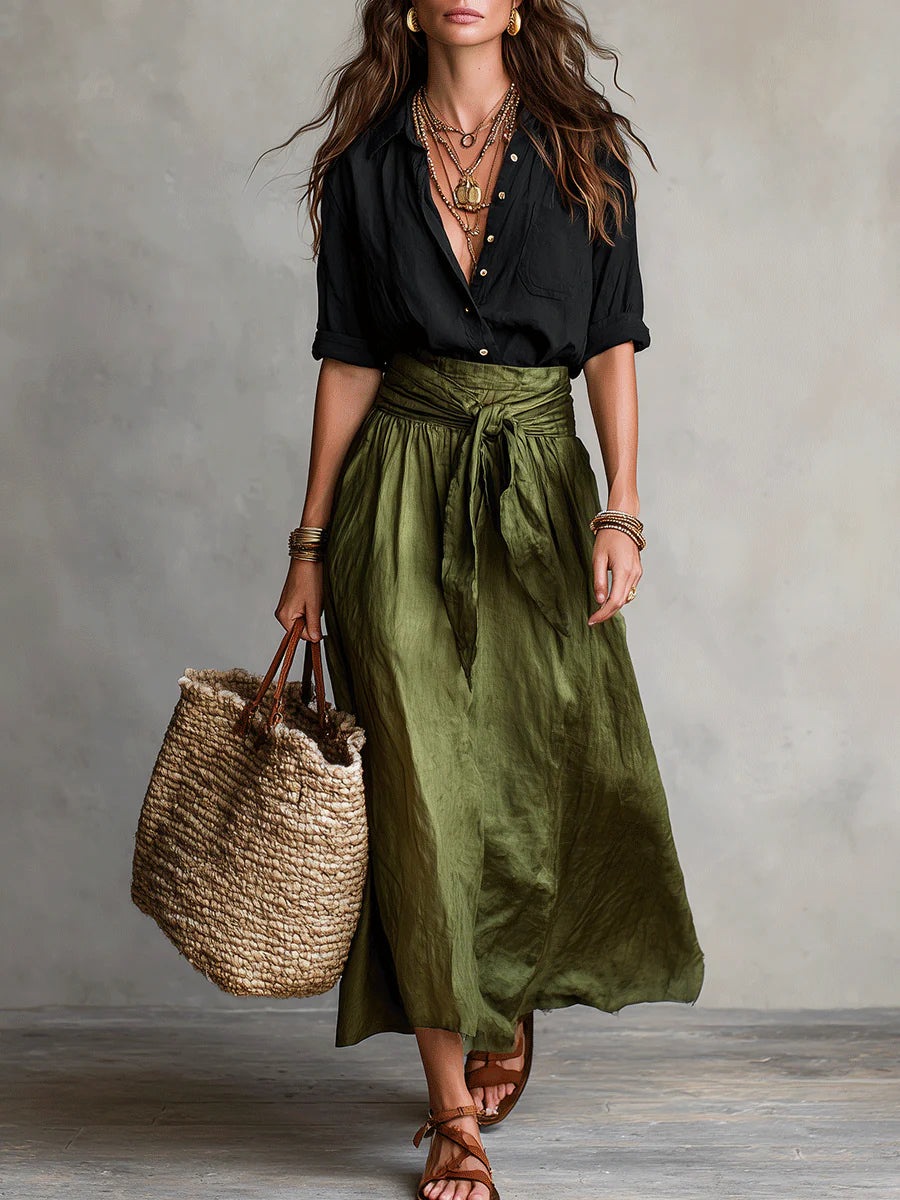 Vera™ | Two-Piece Set: Top and Midi Skirt