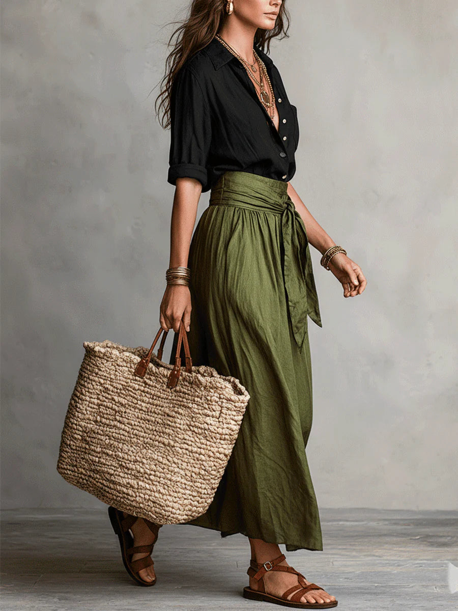Vera™ | Two-Piece Set: Top and Midi Skirt